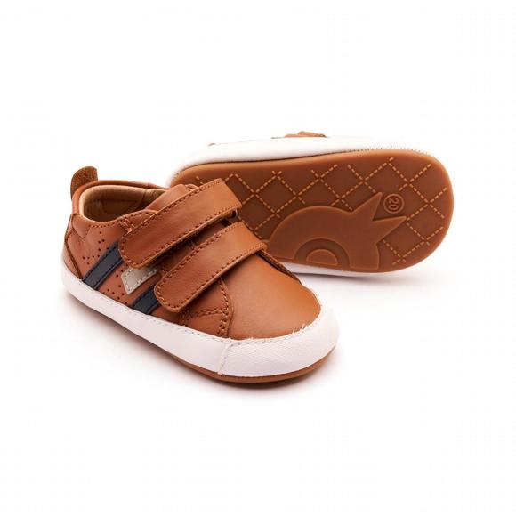 NEW OLDSOLES baby's bounce shoe in tan/navy - Picture 3 of 3